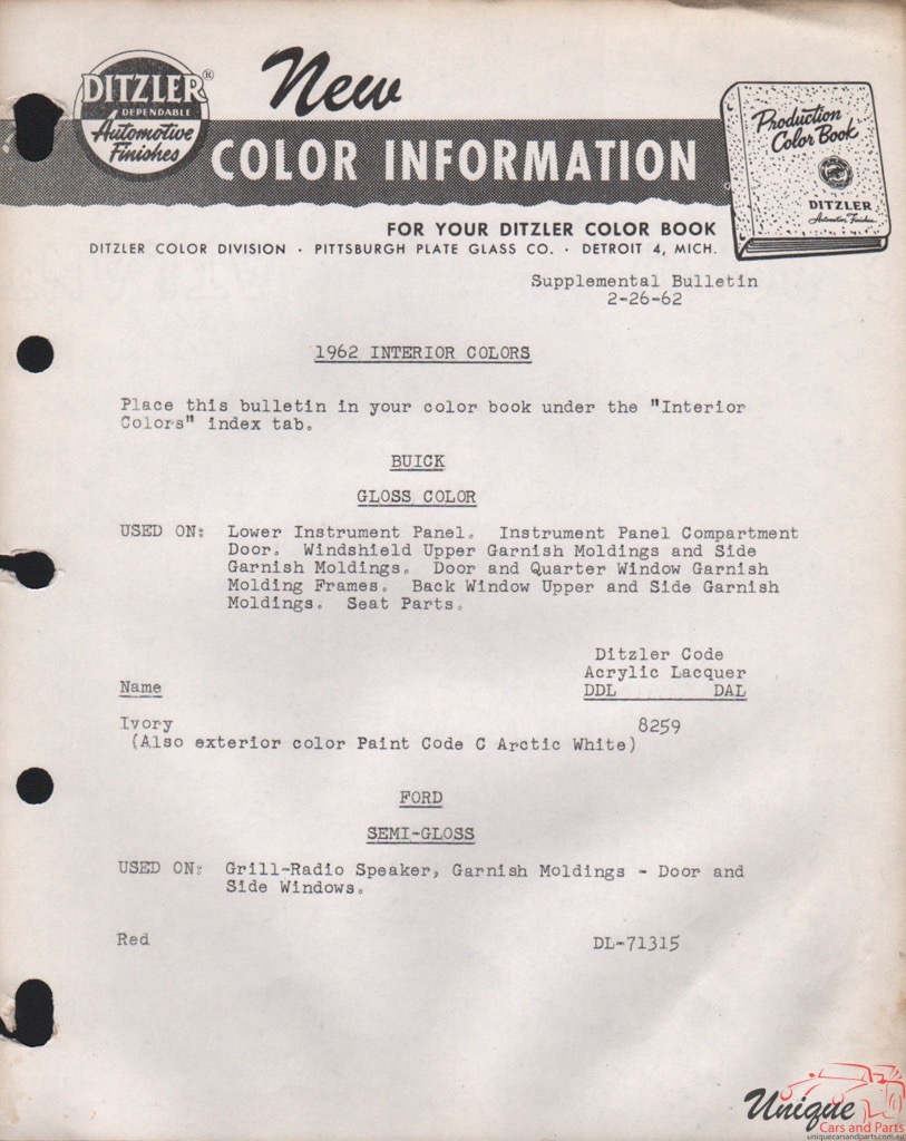 1964 Ford Paint Charts PPG 9